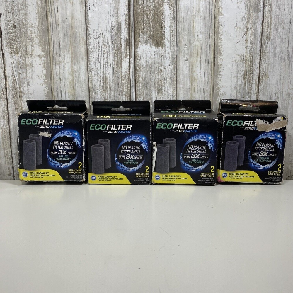 4x EcoFilter From Zero Water Model:ZR-002ECO Replacement Pitcher Filter